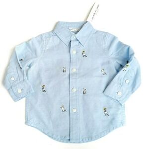 Janie Jack Linen Button Up 6-12m Dress Cockatiel Blue